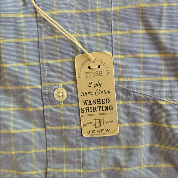 J. Crew Men’s SZ XS 100% Cotton Light Blue Window Pane Button Down NWTS - Picture 3 of 3